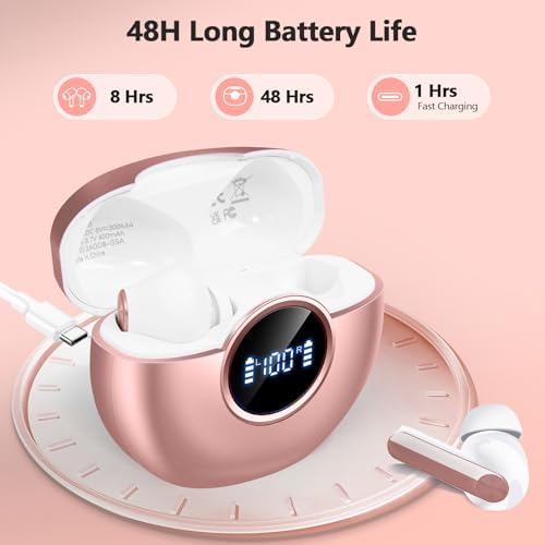 Next-Gen Wireless Earbuds 2025: Bluetooth 5.4 Technology for Ultra-Fast Connectivity, Immersive 3 D Stereo Sound, Advanced ENC Noise Cancellation, and 48-Hour Playtime – IPX7 Waterproof Design for Active Lifestyles, LED Battery Indicator, Universal Compatibility for Effortless Pairing – Redefine Your Sound Experience Today!