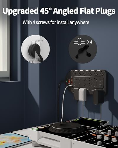 Ultimate Power Strip with 24 AC Outlets and 6 USB Ports, Including 2 High-Speed USB-C Ports, 3400 Joules Surge Protection, 10 Ft Heavy-Duty Flat Plug Extension Cord, Wall Mountable Design for Home and Office Use, ETL Listed for Safety Compliance