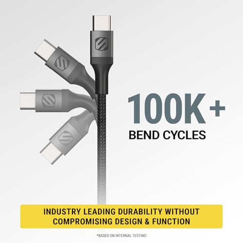 Scosche Ci4 B4 SG-SP MFi Certified Strikeline 4 ft Braided Lightning & USB-C Charging Cable – Fast, Durable, and Stylish Power Solution for Seamless Device Compatibility in Space Gray