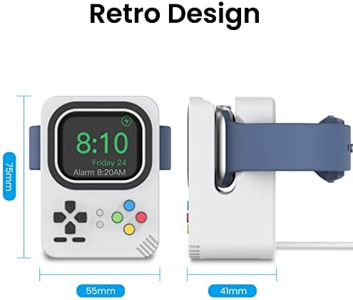 Delidigi Silicone Charging Dock for Apple Watch – High-Speed, Secure and Portable Stand for Ultra, SE2, Series 8-1 (49 mm-38 mm) – Stylish Dark Grey Design Ensuring Stability and Effortless Charging Convenience