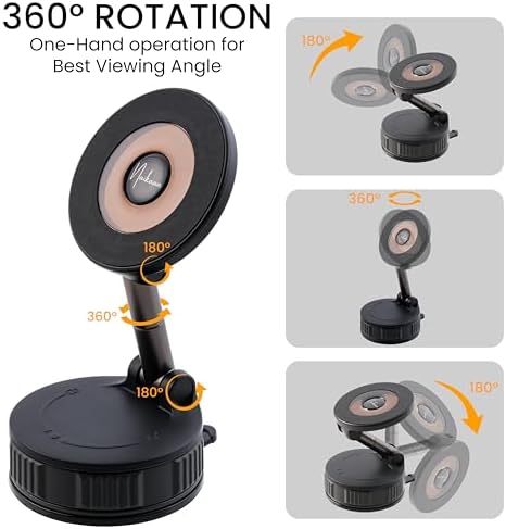Ultimate 360-Degree Magnetic Phone Mount – Heavy-Duty Suction Holder for Secure Navigation & Versatile Outdoor Use – Mag Safe-Compatible Phone Holder for Enhanced Stability and Ease of Access – Transform Your Driving Experience with Superior Functionality