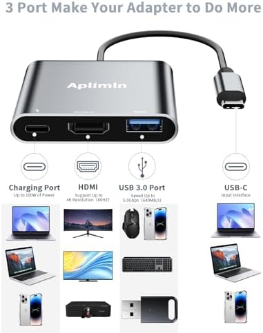 Transform Your Viewing Experience with Our 4 K USB C to HDMI Adapter – Multiport AV Converter for Mac Book Pro/Air, i Pad, i Phone 15/16 & More! Enjoy Stunning 4 K@60 Hz Clarity with Built-In USB-A 3.0 Hub and 100 W Power Delivery for Quick Charging! Ideal for Streaming, Gaming, and Professional Presentations! Effortless Plug-and-Play Setup for Instant Connectivity – Perfect for Home, Office, or On-the-Go! Elevate Your Device Connectivity with this Durable, Compact Adapter, Compatible with TVs and Monitors for Maximum Versatility! Unleash High-Definition Visuals and Seamless Performance Today!