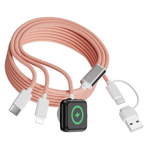 Revolutionary 3-in-2 Fast Charging Cable for Apple Devices – 6 ft USB-C Multi Charger for Apple Watch (All Models) & i Phone (16/15/14/13/12) – Ultra-Fast Charging, Elegant White Finish for Seamless Compatibility and Ultimate Convenience
