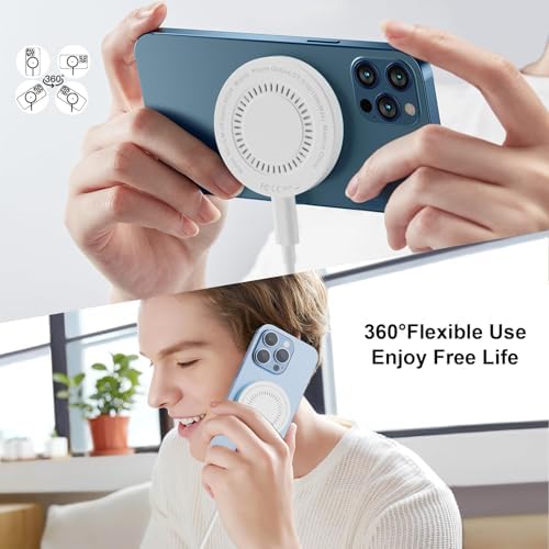 Experience Rapid Power with the 15 W Magnetic Wireless Charger Duo – Fast Charging Pads for i Phone 16/15/14/13/12 & Air Pods Pro | Innovative Magnetic Alignment for Secure Charging | 6 FT USB-C Cables Included | Smart Safety Features with Cooling Technology | Sleep-Friendly LED Indicators for Peaceful Charging Sessions