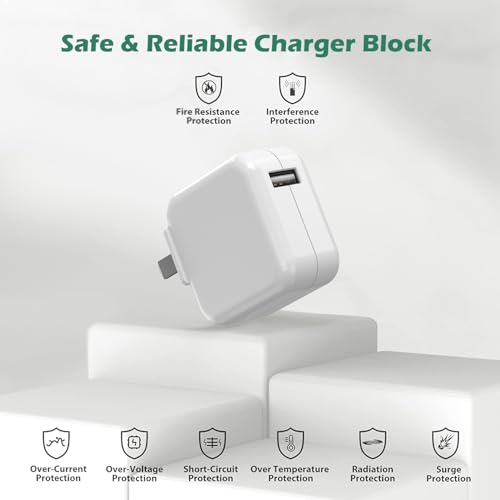 Ultimate 10-Foot Fast Charging Duo for i Pad & i Phone – Dual 12 W Foldable Travel Chargers with Extra Long USB to Lightning Cables – Perfect for Travelers Seeking Enhanced Compatibility and Portability