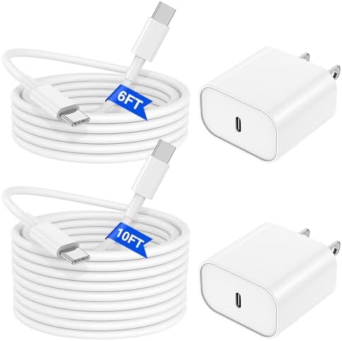 Elevate Your Charging Game with the i Phone 16 Charger Set: 6 ft Type C to C Cable & 3 USB-C Fast Charging Blocks for i Phone 16 Pro Max, 16, 15, 15 Plus, Air Pods Max 2 (2024) & Air Pods Pro 2 nd Gen – Maximum Speed & Compatibility for Effortless Power Anytime, Anywhere