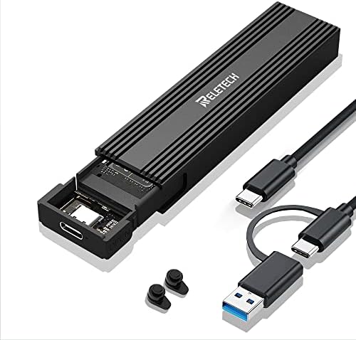 Ultra-Fast M.2 SSD Portable Hard Drive Enclosure – USB 3.1 Type-C (10 Gbps) Compatible with NVMe & SATA SSDs for Mac Book – Elegant Black Design for Enhanced Data Security and Versatile Storage Solutions