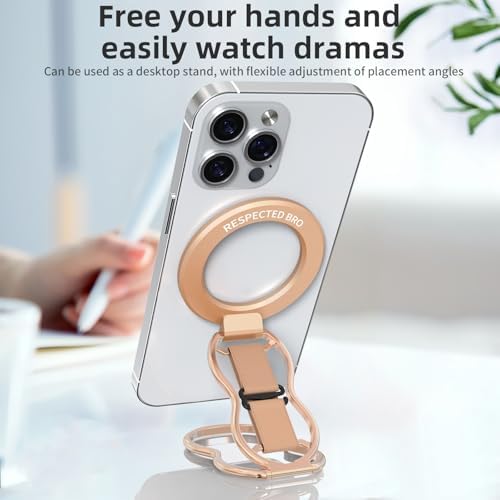 Elevate Your Smartphone Experience with RESPECTED-BRO 4-in-1 Magnetic Phone Grip Stand – Ultimate Kickstand, Secure Finger Strap, and Universal Compatibility for i Phone & Android (Silver) – Perfect for Hands-Free Convenience and Enhanced Usability