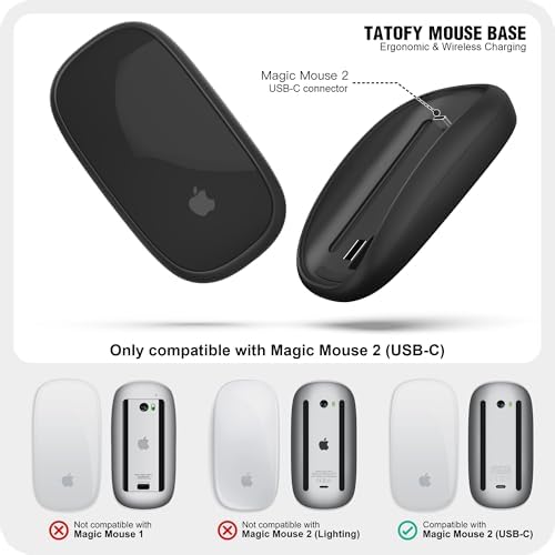 TATOFY Wireless Charger for Magic Mouse 2 – Ergonomic Design with Lightning Compatibility, Fast Charging Base, and Sleek White Finish for Ultimate Comfort and Efficiency in Your Workspace