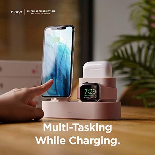 elago 3 in 1 Charging Station for Apple Devices – All-in-One Dock for i Phone, Apple Watch Series 10/9/8/7/6/5/4/3/2/1/SE, and Air Pods Pro/3/2/1 – Sleek, Space-Saving Design with Enhanced Speed and Compatibility (Original Cables Required) – Perfect for Home or Office Use