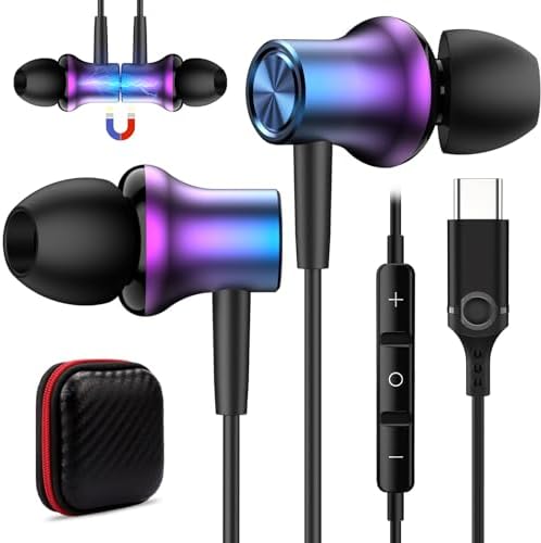 COOYA USB C Wired Earbuds – Premium Noise-Isolating In-Ear Headphones with Magnetic Comfort Design for Exceptional Sound Quality – Perfect Compatibility with i Phone 16 Pro Max, i Pad 10, Samsung S25 Ultra, and More – Ideal for Audiophiles Seeking Unmatched Audio Experience and Hands-Free Functionality