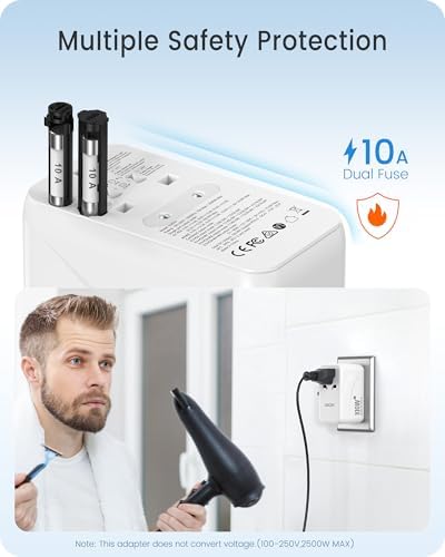 LENCENT 20 W Fast Charging Universal Travel Adapter – Compact International Power Converter with Dual USB and USB Type-C Ports – Ultimate Solution for Worldwide Device Charging in USA, UK, EU, and AUS (Black) – Reliable and Safe Charging for Global Explorers