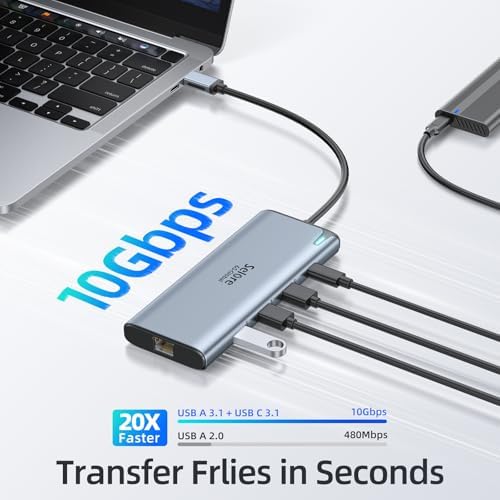 Ultimate 7-in-1 USB C Hub HDMI Adapter for Mac Book Pro & Air – High-Speed 4 K HDMI, Dual USB 3.0, SD/TF Card Reader, and 100 W Power Delivery – Compact and Durable Dongle for Seamless Connectivity with Dell XPS & Lenovo Think Pad