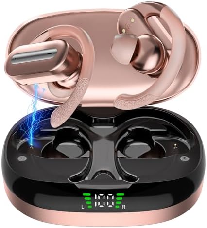 Vibe Haven Bluetooth 5.4 Sports Earbuds: Ultra-Lightweight IPX7 Waterproof Wireless Headphones with Secure Earhooks, Enhanced ENC Noise Cancellation for Superior Call Clarity – Ideal for Active Lifestyles, Intense Workouts, and Daily Commutes – Ergonomically Designed for Comfort and Unrivaled Sound Quality