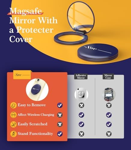 Cell Phone Stand Compatible with Magsafe Mirror Mount [Anti-Scratch & Portable] Girls Women Magnetic Travel Makeup Mirror Desk Fits for iPhone 16/15/14/13/12 Plus Pro Max (Midnight) – Enhanced Compatibility and Speed