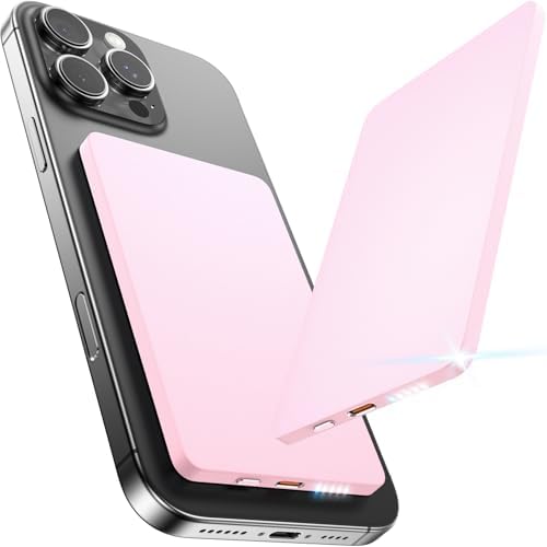 Compact 5000 m Ah Mag Safe Battery Pack Mini: 22.5 W Fast Charging Wireless Power Bank with Magnetic Alignment for i Phone 16/15/14/13/12 Plus/Pro/Pro Max – Sleek and Portable USB-C Charger for On-the-Go Power Solutions