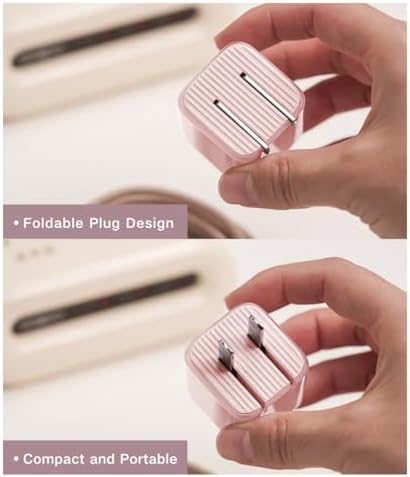 Ultra-Fast TORRAS Icenano 30 W USB-C Charger Block – PD 3.0 Compatible Wall Adapter with 5.5 ft Cable, Stylish Crystal Pink Design, Low-Temperature Operation for Safe Charging of i Phone 16/15 & Mag Safe – Perfect for Travel and Home Use