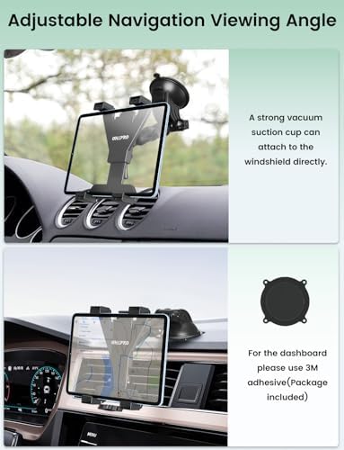 OHLPRO 360° Adjustable Tablet Holder for Car – Versatile Suction Cup Mount for 7″-13″ i Pad and Tablets – Sturdy Arm Clip for Optimal Viewing – Enhanced Compatibility for Windshield & Truck Vent Use – Perfect for Navigation & Entertainment During Road Trips – Durable and Easy to Clean Design