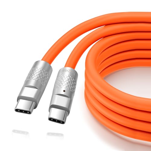 High-Speed Liquid Silicone USB 3.2 Gen2 Cable – 3.3 FT USB C to USB C with 20 Gbps Data Transfer, 4 K@60 Hz Video Quality, 100 W Power Delivery, Thunderbolt 3 Compatible, Durable & Flexible Design in Eye-Catching Orange for i Phone 15, Mac Book & Galaxy Devices