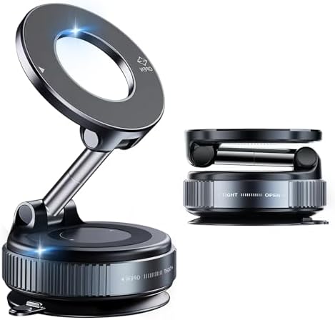 Transform Your Driving Dynamics with the 360° Adjustable Vacuum Magnetic Phone Holder – Universal Compatibility with Mag Safe for All Smartphones and Vehicles – Secure Navigation and Hands-Free Communication for Safer Journeys and Unmatched Convenience