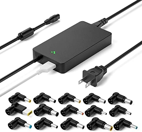 Universal 90 W Laptop Charger with Fast USB Charging – Compatible with HP, Dell, Lenovo, Acer, and More – Enhanced Power Adapter for Laptops and Ultrabooks with Multiple Voltage Outputs and 5 V USB Port for Smartphones and Tablets