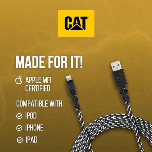 Ultra-Durable 10 ft CAT Lightning Charger Cable for i Phone & i Pad – Apple MFi Certified Fast Charging USB A Male to Male Connection – Enhanced Flexibility & Reliability for Everyday Use