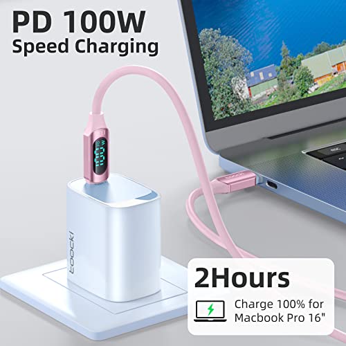 Ultra-Fast 100 W USB C to USB C Cable 2-Pack – 6.6 FT Silicone Charging Cables with LED Display for Samsung Galaxy Z Flip5, Fold5, Flip4, Fold4 – High-Speed 5 A Power Delivery, Enhanced Durability, and Compatibility for All Your Devices