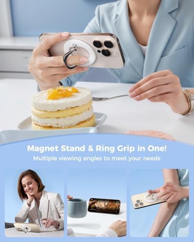 Glitter Silver Magsafe Ring Holder by SUPERONE – Magnetic Phone Grip & Adjustable Stand for i Phone 16/15/14/13/12 Series – Premium Compatibility & Secure Hold for Effortless Use and Stylish Protection