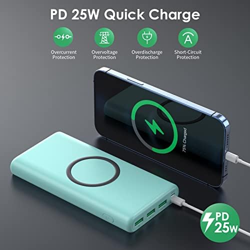 Ultra-High Capacity Wireless Portable Power Bank – 33,800 m Ah with 15 W Fast Wireless Charging & 25 W PD QC 4.0 – Versatile Dual Input & 5 Output Ports – Ideal for i Phone 16/15/14/13/12 & Android Devices – Essential Travel Companion with Enhanced Speed and Durability