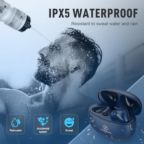 ZIPFORCE Bluetooth 5.3 True Wireless Earbuds with ENC Microphones – IPX6 Waterproof, Lightweight Design, 40-Hour Playtime, Touch Control Headphones for Seamless Audio Experience and Crystal-Clear Calls