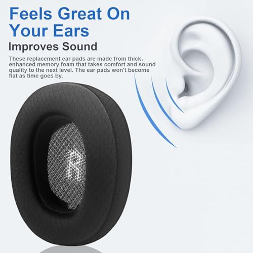 Revolutionary JBL E55 BT Replacement Ear Pads – Ultra-Comfortable Memory Foam Cushions with Breathable Mesh for Enhanced Noise Isolation and Long-Lasting Audio Enjoyment – Perfect Fit Black Earpads for Unmatched Listening Quality