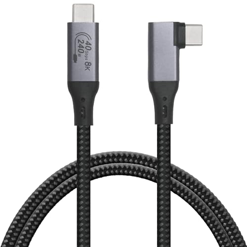 Elevate Your Connectivity with a 6-Foot USB4 Cable – Ultra-Fast 40 Gbps Data Transfer, 8 K HD Display Support, and 240 W Rapid Charging – Flexible 90-Degree Right Angle USB-C Design for Optimal Performance in Tight Spaces and Seamless Compatibility with Thunderbolt 3 & 4 Devices