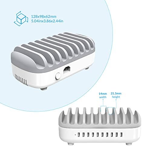 Ultimate 10-Port USB Charging Station by ORICO – 120 W Multi-Device Docking Organizer for i Pads, i Phones, Tablets, Kindles & Phones – High-Speed Charging with Safety Features for Streamlined Tech Management