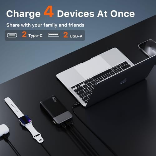 Juovi 20000 m Ah Ultra-Fast Portable Charger – 45 W PD3.0 Power Bank with Dual USB-C & USB-A Ports, LED Digital Display for Smart On-the-Go Device Charging – Ideal for i Phone 15/16, Mac Book, Samsung & More – Perfect Power Solution for Travelers, Students & Professionals in Trendy Pink Finish