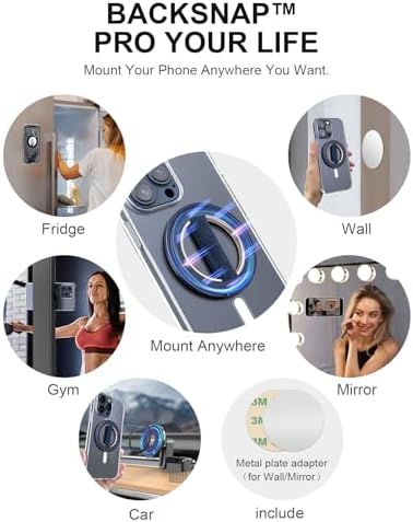 EWA Mag One Ultra Phone Grip Stand – Advanced Elastic Finger Loop & Magnetic Kickstand Holder for i Phone 16, 15, 14, 13 Pro/Max/Plus – Optimal Hands-Free Viewing & Superior Grip Stability – Sleek Black Design for Everyday Convenience