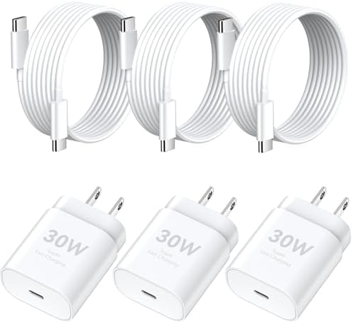 30 W Fast Charging Block with 10 FT USB-C Cable for i Phone 16 & 15 Series – Ultimate Power Solution for Rapid Charging – 3-Pack for Home, Office & Travel – Enhanced Compatibility for All Models Including 16 Pro Max, 16 Pro, 16 Plus, and More 30 W Fast Charging Block with 10 FT USB-C Cable for i Phone 16 & 15 Series – Ultimate Power Solution for Rapid Charging – 3-Pack for Home, Office & Travel – Enhanced Compatibility for All Models Including 16 Pro Max, 16 Pro, 16 Plus, and More