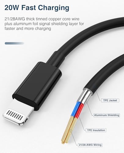 Premium 10 ft Lightning Charger Cable 2 Pack for i Phone and i Pad – Apple MFi Certified, Fast Charging, Durable Design for Enhanced Connectivity with i Phone 14/13/12/11 Pro Max SE XR XS X 8 7 6 – Perfect for Home, Office & On-the-Go Use