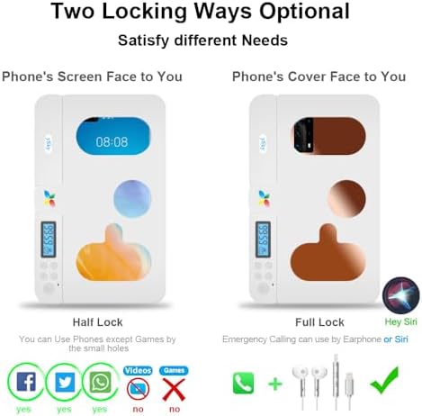 Portable Smart Auto Phone Timer Lock Box for iPhone and Android Phones, Self-Control Timer Locker to Help Kids,Students, Adults Focus Back,Prevent Excessive Games, Mobile Phone Addiction(White) – Enhanced Compatibility and Speed