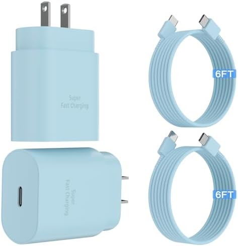 Lightning-Fast 25 W USB-C Charger Duo with 6 ft Cables | Superior Quick Charge for Galaxy S23 Ultra & i Phone 15 Series | Ultra-Portable Design for Home, Office, Travel | Robust Build with Optimized Power Delivery Efficiency