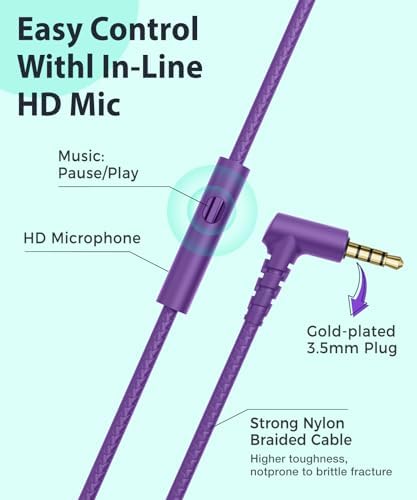 Rockpapa C24 Foldable Kids Headphones with Microphone – Lightweight Wired Audio Solution in Eye-Catching Purple & Green for School, Travel, and Play – Ideal for Young Listeners with Enhanced Compatibility and Superior Portability