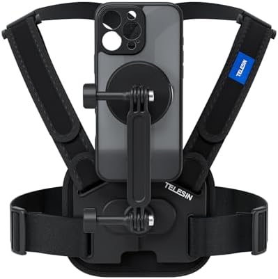 TELESIN i Phone 16 Pro Chest Mount Harness – Secure Phone Holder with Mag SQ Double Lock for Unmatched Stability and Comfort – Perfect for Action Shots and Hands-Free Filming – Adjustable Strap Design for All Body Types – Lightweight and Breathable for All-Day Wear – Compatible with Smartphones and Action Cameras – Elevate Your Adventure Filming Experience with This Durable Harness