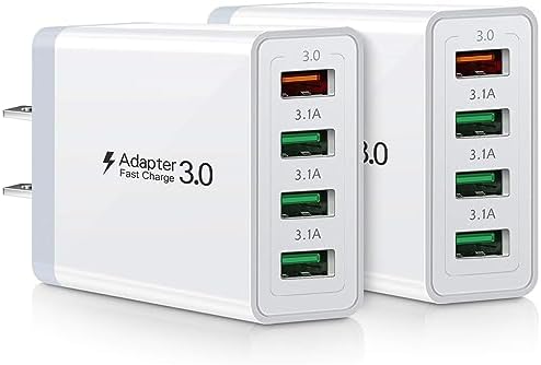 Boxeroo 4-Port USB C Wall Charger Fast Charge 3.0 – Dual Pack, High-Speed Multi-Device Adapter for i Phone 11 Pro Max, Galaxy S10+ & More – Superior Compatibility, Compact Design, Rapid Power Delivery for Home and Travel