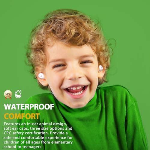 Panda-Themed Kids Bluetooth 5.3 Wireless Earbuds – Lightweight, IPX6 Waterproof, and 85 d B Volume Limiting for Safe Listening – Built-in Mic for Hands-Free Calls, Perfect for School, Travel, and Play – Durable Noise Cancelling Design for Young Audio Enthusiasts