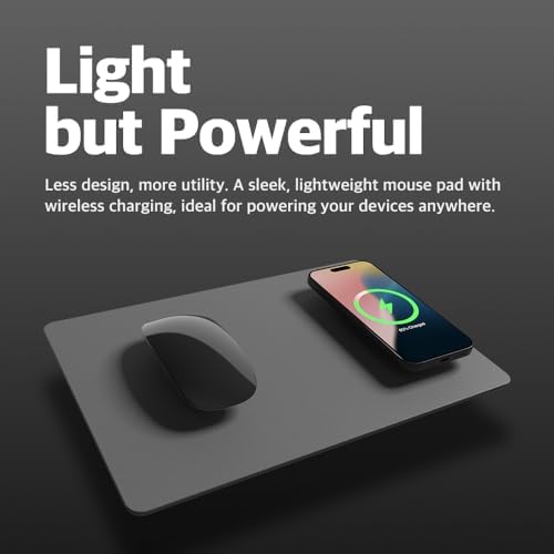 POUT H3 Midnight Blue Portable Qi Wireless Charging Mouse Pad – Effortless Device Charging Meets Sleek Workspace Efficiency for Laptops, i Phones, Air Pods & Samsung Galaxy – Lightweight, Non-Slip Design Enhances Productivity & Style