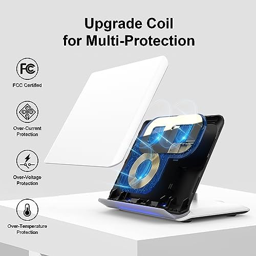 Geyo 2-in-1 Rapid Wireless Charging Station for Samsung Galaxy Z-Fold Series – Versatile Dual Device Charger for Galaxy Buds 3/3 Pro/2/2 Pro/Live with Included PD Adapter – Advanced 3-Coil Technology for Efficient Power Delivery and Sleek Black Finish