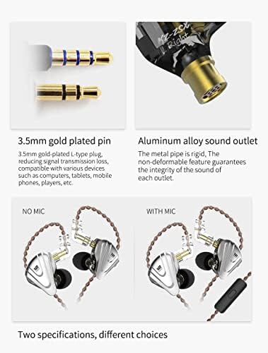 KZ ZSN Pro Hybrid In-Ear Earbud Headphones – High-Fidelity Audio with Dynamic Driver & Balanced Armature, Stylish Metal Faceplate, Detachable Cable for Custom Connectivity – Perfect for i Phone & Android Use, Ideal for Fitness & Everyday Listening (Blue, No Mic)