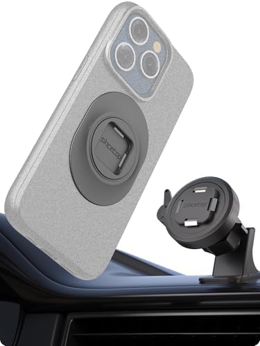 sincetop Car Phone Mount with Instant Quick Release Series Q[Quad] – 360° Adjustable Dashboard Phone Holder, One-Second Detach, Compatible with iPhone/Samsung – Enhanced Compatibility and Speed
