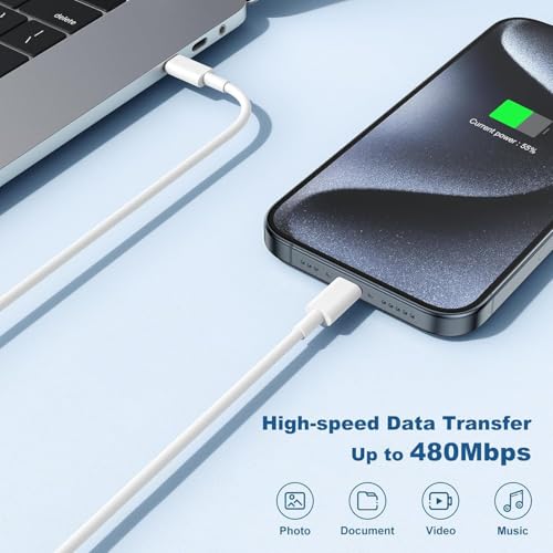 Ultra-Long 10-Foot Fast Charging Cable for i Phone 16/15 with 20 W USB-C Charger Block – Superior Speed and Versatility for i Pad Pro, Air Pods, and S25 Devices – Unmatched Convenience for Home and On-the-Go Charging Solutions
