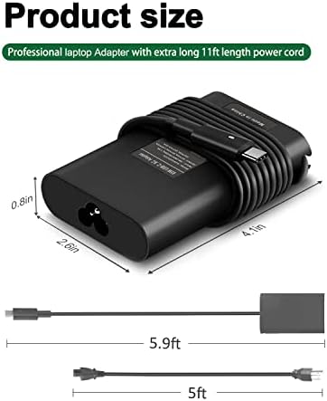 High-Performance 65 W USB-C Laptop Charger for Dell – Universal Compatibility with Latitude, XPS, and Chromebook Models – Fast Charging Power Adapter with Advanced Safety Features – Ideal Replacement for Dell P/N 689 C4, 492-BBUU, and More – Durable Design with Smart Chip Technology for Overload Protection and Efficient Cooling – Perfect for On-the-Go Professionals and Students