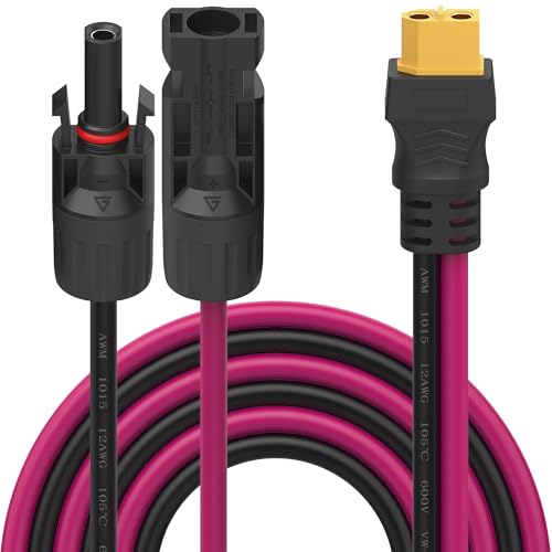 Solar to XT60 Extension Cable, 12AWG 10FT Solar Connector to XT60 Adapter Cable for Solar Panel to Portable Power Station Solar Generator Battery Pack(10FT/3M) – Enhanced Compatibility and Speed